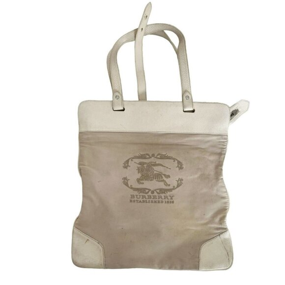 Burberry Cream Canvas Stowell Roll Up Tote Vintage 80s - Picture 11 of 11